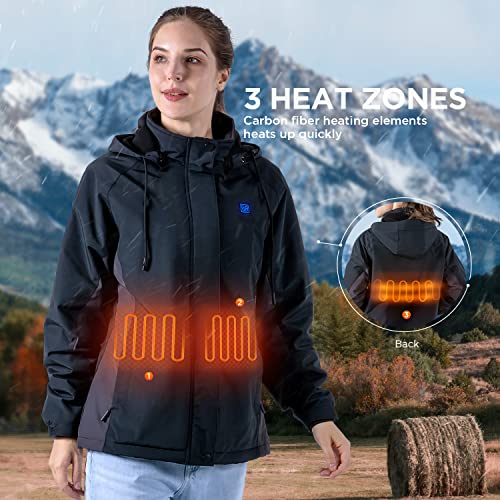 GZHJS Chaqueta Calefactable para Mujer, Abrigo para el Invierno - Chaqueta Térmica Lavable a Máquina, Ropa de Calefacción con Batería de 10000 mAh para Actividades al Aire Libre, L