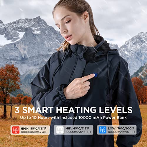 GZHJS Chaqueta Calefactable para Mujer, Abrigo para el Invierno - Chaqueta Térmica Lavable a Máquina, Ropa de Calefacción con Batería de 10000 mAh para Actividades al Aire Libre, L