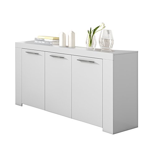 Habitdesign Aparador, Buffet Moderno, Armario Auxiliar Comedor, Modelo Ambit, Color Blanco Artik, Medidas: 144 cm (Ancho) x 80 cm (Alto) x 42 cm (Fondo)