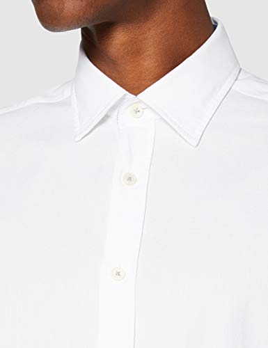 Hackett London White Text MT Camisa, 800 Blanco, L para Hombre