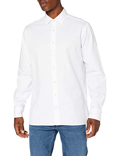 Hackett London White Text MT Camisa, 800 Blanco, L para Hombre