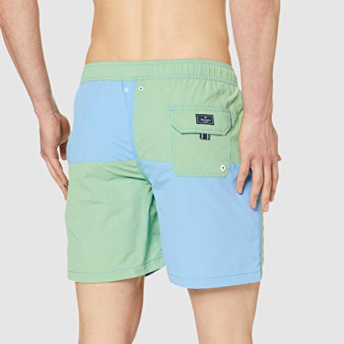 Hackett Quad Volley Pantalones Cortos, Multicolor (Green/Blue 6AM), X-Large para Hombre