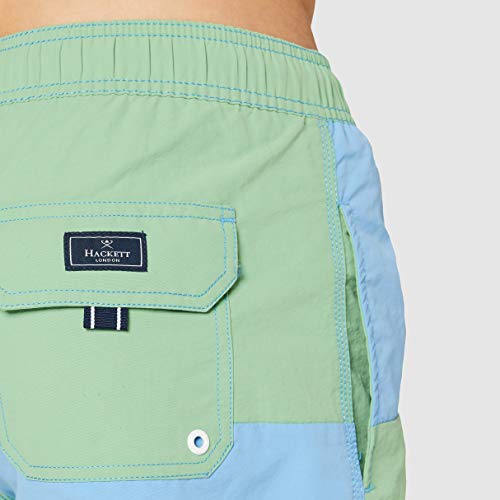 Hackett Quad Volley Pantalones Cortos, Multicolor (Green/Blue 6AM), X-Large para Hombre