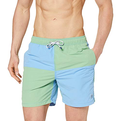 Hackett Quad Volley Pantalones Cortos, Multicolor (Green/Blue 6AM), X-Large para Hombre
