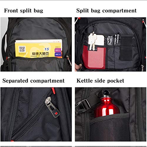 Hadishi Swiss Army Knife Mochila para Hombres Multifunción Gran Capacidad 15 Pulgadas Mochila para computadora Ocio Viajes Mochila Impermeable Negro,L