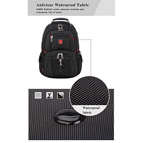 Hadishi Swiss Army Knife Mochila para Hombres Multifunción Gran Capacidad 15 Pulgadas Mochila para computadora Ocio Viajes Mochila Impermeable Negro,L