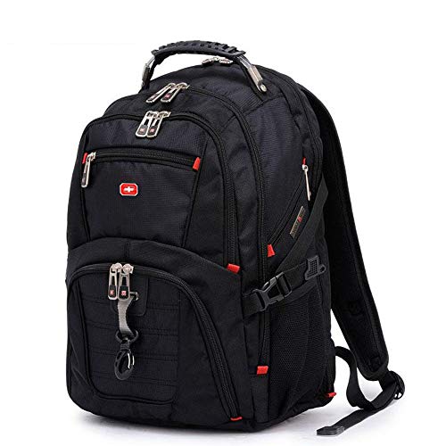 Hadishi Swiss Army Knife Mochila para Hombres Multifunción Gran Capacidad 15 Pulgadas Mochila para computadora Ocio Viajes Mochila Impermeable Negro,L