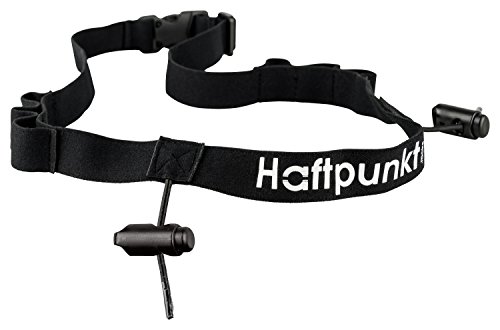 Haftpunkt Cinturón número de Carreras (con 6 Hebillas elásticas) - para Fijar y Sujetar el Dorsal de Carrera - cinturón de Carreras para maratones, triatlón o Ciclismo (Negro)