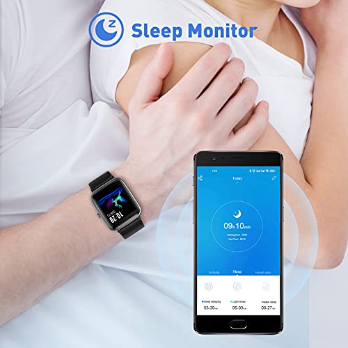 HAFURY Smartwatch, Reloj Inteligente Impermeable Pulsera de Actividad Inteligente con Monitor de Sueño Contador de Caloría Pulsómetros Podómetro para Android iOS (Negro)