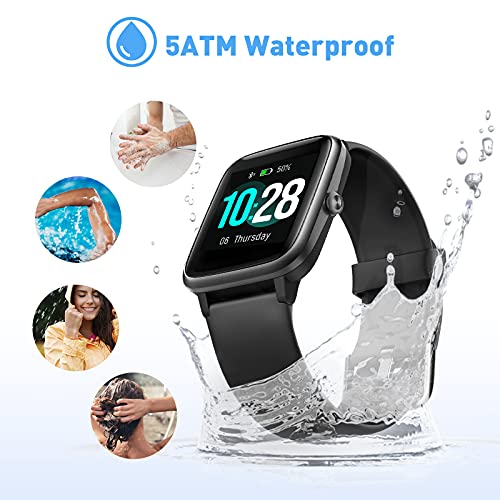 HAFURY Smartwatch, Reloj Inteligente Impermeable Pulsera de Actividad Inteligente con Monitor de Sueño Contador de Caloría Pulsómetros Podómetro para Android iOS (Negro)