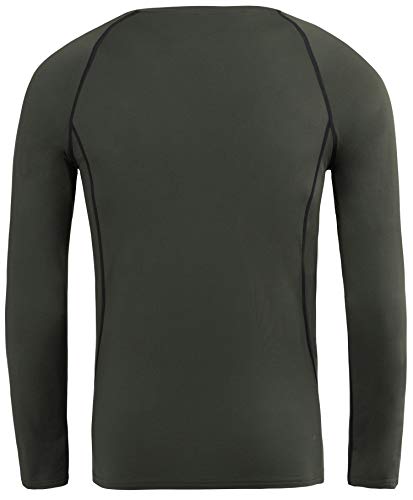 HAINES Ropa Interior Térmica Esqui Hombre Ropa Térmica Interior para Running Montaña Ciclismo Fitness Verde Militar S