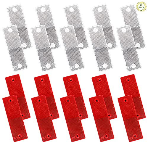 Haisheng 20PCS Reflector Coche Reflectores Camiones Rectangular Reflectante Catadioptrico Moto Reflectores Autoadhesivos Catadioptrico Coche para Moto Camión Remolque Caravana (2Colores)