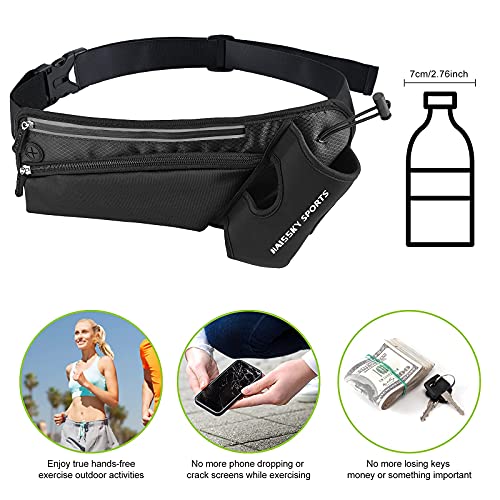 HAISSKY Riñonera Running para Correr Deportiva Impermeable Multifuncional Bolso de Cintura con Portabotellas para iPhone 12 Pro MAX 11 XS MAX,Galaxy S10 para Deportes o Viaje al Aire Libre