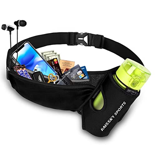 HAISSKY Riñonera Running para Correr Deportiva Impermeable Multifuncional Bolso de Cintura con Portabotellas para iPhone 12 Pro MAX 11 XS MAX,Galaxy S10 para Deportes o Viaje al Aire Libre