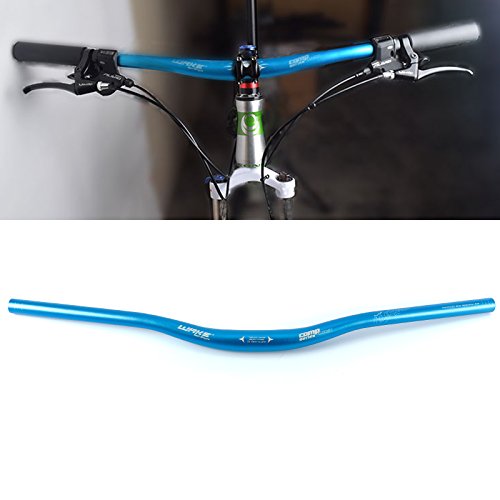 Hamimelon 31,8mm Manillar Elevado Curvo de Aleación de Aluminio para Bicicleta MTB Montaña Carretera Bici Universal (Azul, 720mm)