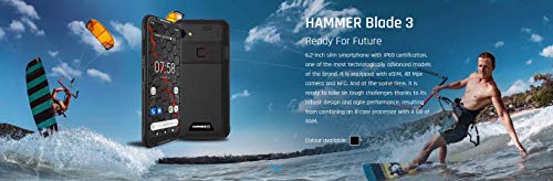 Hammer H Blade 3 6.2" IPS, cámara 48MP, Smartphone de estándar Militar, batería de Carga rápida de 5000mAh, eSIM, NFC, Impermeable/antichoque, LTE 4G, IP69, Dual SIM - Negro