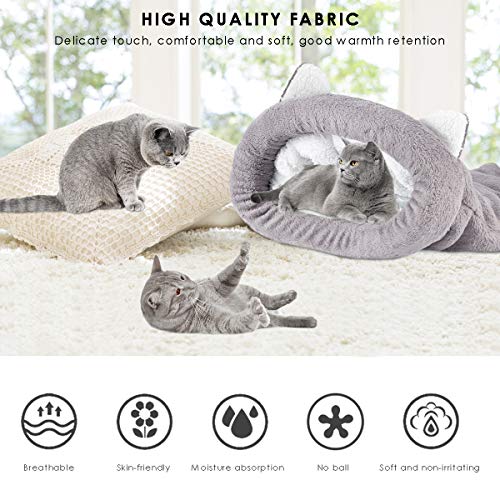 Haokaini Vellón Suave Gato Saco de Dormir Calentamiento Lavable Camas para Mascotas Acurrucarse Saco Manta Colchoneta Gatos Perros Nido Cueva Casa Acogedor Gatito Cubierto Cama para