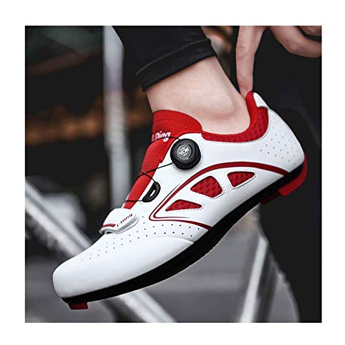 HAOLIN Zapatillas de bicicleta de carreras profesionales con seguro para bicicleta de carreras, unisex, color blanco 40