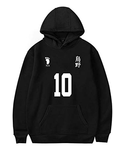 HAOSHENG Hombres Mujeres Anime Haikyuu Impresión Digital Sudadera con Capucha Karasuno High School Casual Unisex Sudadera(M)