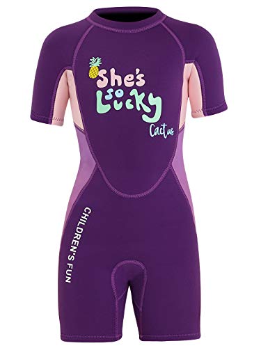 Happy Cherry - Bañador Corto de Neopreno Elástica Mantener Calor 2.5mm Wetsuit Mantener Calor Infantil Buceo Verano Anti-UV Monoshort - ES 5-6 Años