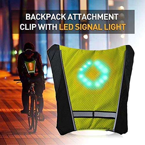 Happymore - Chaleco reflectante para bicicleta con luces intermitentes y mando a distancia para carreras de pie, indicador de dirección de bicicleta