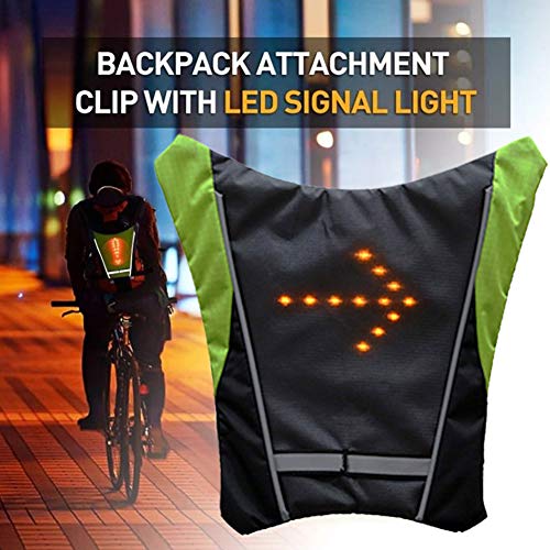 Happymore - Chaleco reflectante para bicicleta con luces intermitentes y mando a distancia para carreras de pie, indicador de dirección de bicicleta