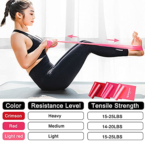 Haquno Bandas Elasticas Fitness(3pcs), 1.5M Cintas Elasticas con 3 Niveles de Resistencia, Pilates, Crossfit, Estiramientos, Musculacion, Piernas, Brazos, Fuerza