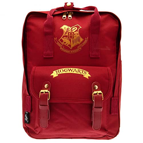 Harry Potter Hogwarts - Mochila escolar unisex para niños y niñas, mochila de lona para acampar, mochila espaciosa para fiestas de pijamas, para portátil, Burgundy, Talla única, informal