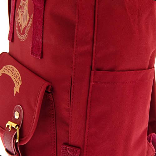 Harry Potter Hogwarts - Mochila escolar unisex para niños y niñas, mochila de lona para acampar, mochila espaciosa para fiestas de pijamas, para portátil, Burgundy, Talla única, informal