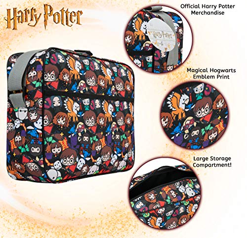 HARRY POTTER Mochila Bandolera para Colegio Viajes, Bolsa de Mensajero Estampado Chibi, Articulos Oficiales, Regalos Para Niños y Adolescentes