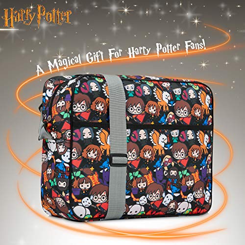 HARRY POTTER Mochila Bandolera para Colegio Viajes, Bolsa de Mensajero Estampado Chibi, Articulos Oficiales, Regalos Para Niños y Adolescentes