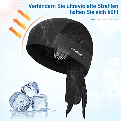 HASAGEI Gorra deportiva, bandana para motoristas, pañuelo para la cabeza, gorro de verano, gorro para bicicleta, elástico, transpirable, absorbe el sudor, de secado rápido, Negro , Talla única