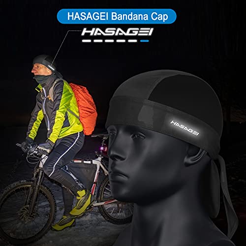 HASAGEI Gorra deportiva, bandana para motoristas, pañuelo para la cabeza, gorro de verano, gorro para bicicleta, elástico, transpirable, absorbe el sudor, de secado rápido, Negro , Talla única