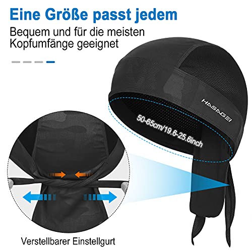 HASAGEI Gorra deportiva, bandana para motoristas, pañuelo para la cabeza, gorro de verano, gorro para bicicleta, elástico, transpirable, absorbe el sudor, de secado rápido, Negro , Talla única