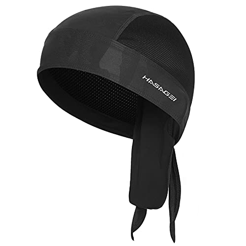 HASAGEI Gorra deportiva, bandana para motoristas, pañuelo para la cabeza, gorro de verano, gorro para bicicleta, elástico, transpirable, absorbe el sudor, de secado rápido, Negro , Talla única