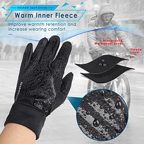 HASAGEI Guantes Invierno Hombre Impermeables Guantes Ciclismo Invierno Guantes Termicos Mujer Guantes Running Guantes Tactiles Movil Guantes Deporte para Frio