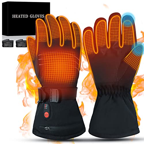 HATMIG Guantes calefactables eléctricos, recargables, con pantalla táctil, guantes de esquí impermeables, calentadores de manos, para hombre y mujer, (L)