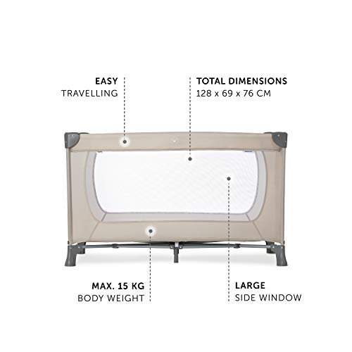 Hauck Cuna de Viaje Dream N Play, para Bebes y Niños de Nacimiento hasta 15 kg, 120 x 60 cm, Plegable, Compacta, Ligera, Incluido Bolsa de Transporte, Beige