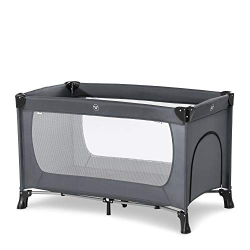 Hauck Cuna de Viaje Dream N Play Plus / para Bebes y Niños de Nacimiento hasta 15 kg / 120 x 60 cm / Entrada Lateral / Plegable / Compacta / Bolsa de Transporte / Gris