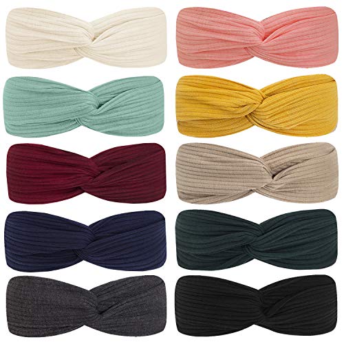 HBselect Cintas Pelo Mujer Chicas 10 Pcs Tejido De Punto Suave Turbante Mujer Multicolor Accesorios Pelo