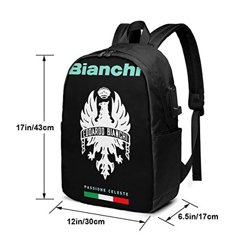 Hdadwy Bianchi Passione Celeste Bike Trendy Travel Mochila USB, Mochilas de Negocios para computadora de 17 Pulgadas Mochila para Estudiantes Mochila Informal para Senderismo