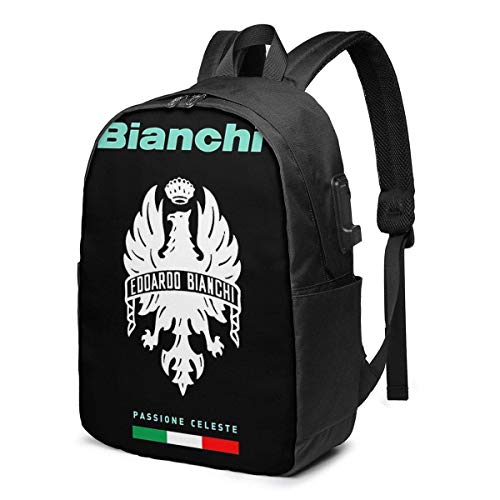 Hdadwy Bianchi Passione Celeste Bike Trendy Travel Mochila USB, Mochilas de Negocios para computadora de 17 Pulgadas Mochila para Estudiantes Mochila Informal para Senderismo