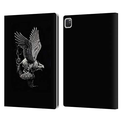 Head Case Designs Licenciado Oficialmente Stanley Morrison Griffon Blanco y Negro Carcasa de Cuero Tipo Libro Compatible con Apple iPad Pro 12.9 (2020/2021)