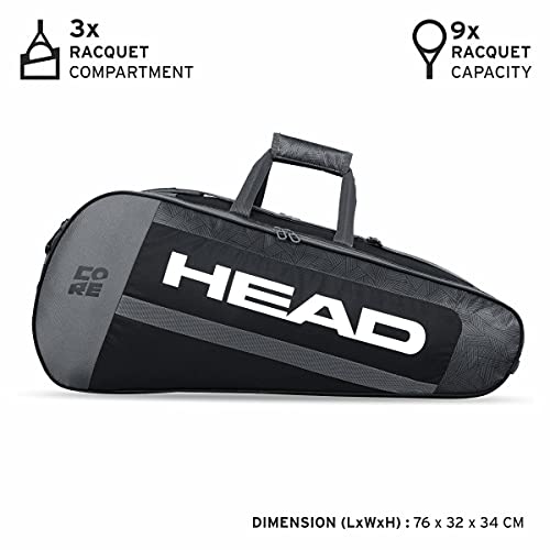 Head Core 9r Supercombi Bolsa de Tenis, Negro y Blanco, 9 Racquets