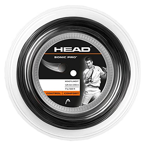 Head Sonic Pro Rollo Cordajes de Raquetas de Tenis, Adultos Unisex, Negro, 1.30 mm