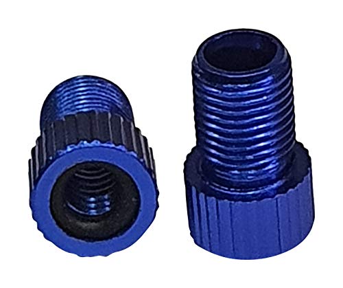 Heathrow Car Parts 2 X Adaptador Presta A Schrader Bicicleta Válvula Convertidor Bicicleta Bomba Conector Con Tórica Sello en Azul