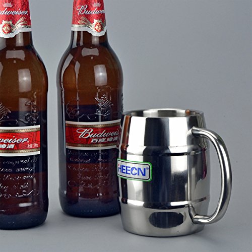 HEECN Jarra cerveza acero Inoxidable, vaso de cerveza de metal, taza de camping, sin bisfenol A, 40cl Regalo del Hombre HESS-003
