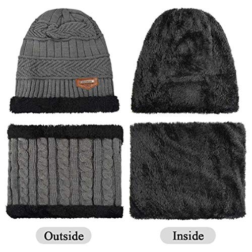 heekpek Gorro Invierno Hombre con Bufanda, Calentar Sombreros Gorras Beanie de Punto Gorro y Bufanda Invierno Hombre Beanie con Bufanda