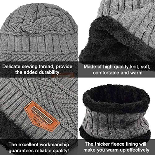 heekpek Gorro Invierno Hombre con Bufanda, Calentar Sombreros Gorras Beanie de Punto Gorro y Bufanda Invierno Hombre Beanie con Bufanda