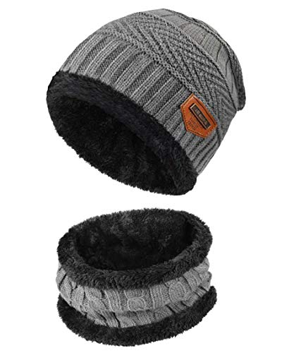 heekpek Gorro Invierno Hombre con Bufanda, Calentar Sombreros Gorras Beanie de Punto Gorro y Bufanda Invierno Hombre Beanie con Bufanda